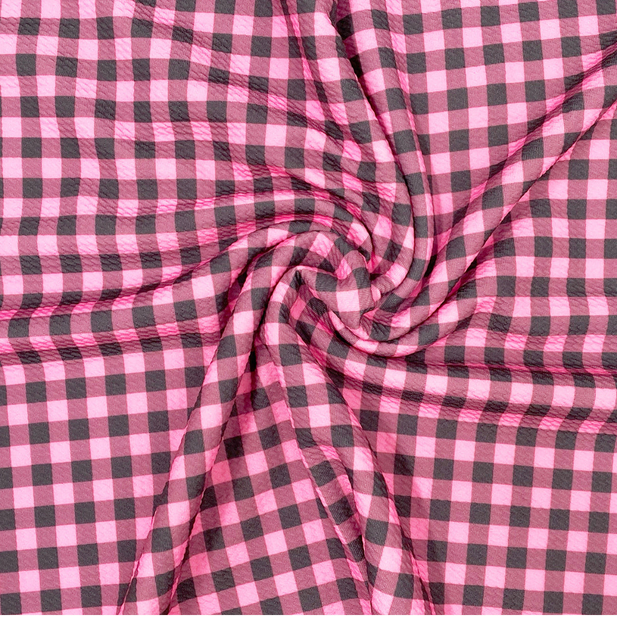 Pink & Black Buffalo Plaid Premium Print Bullet Fabric