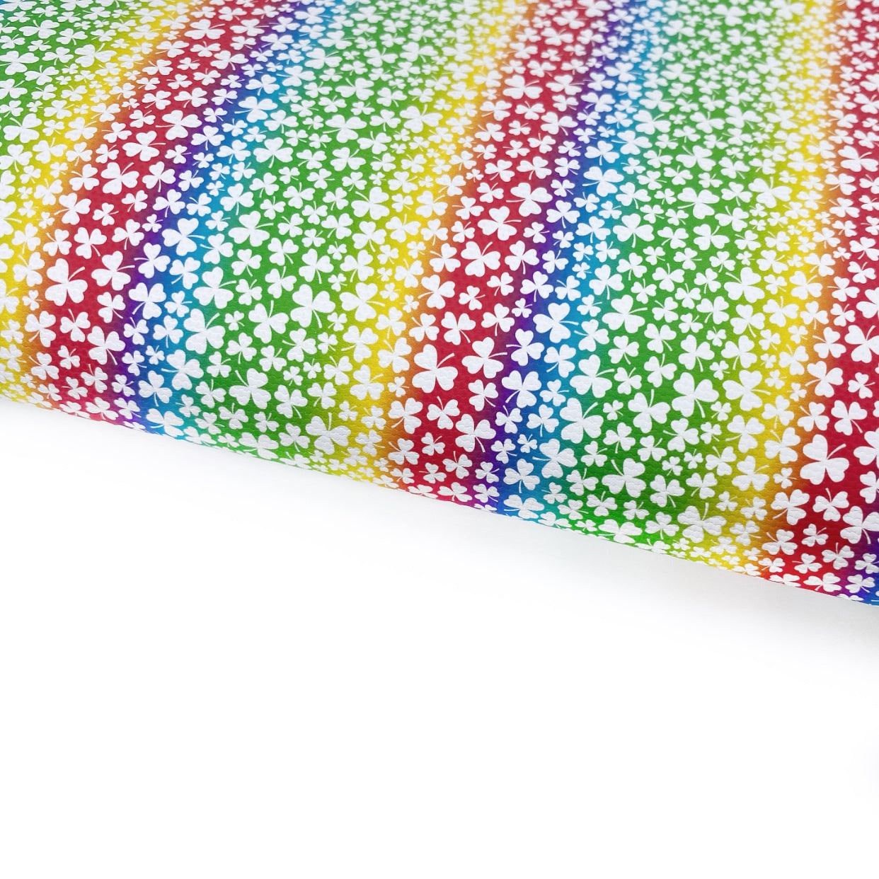 Mini Rainbow Shamrock Lux Premium Printed Bow Fabrics