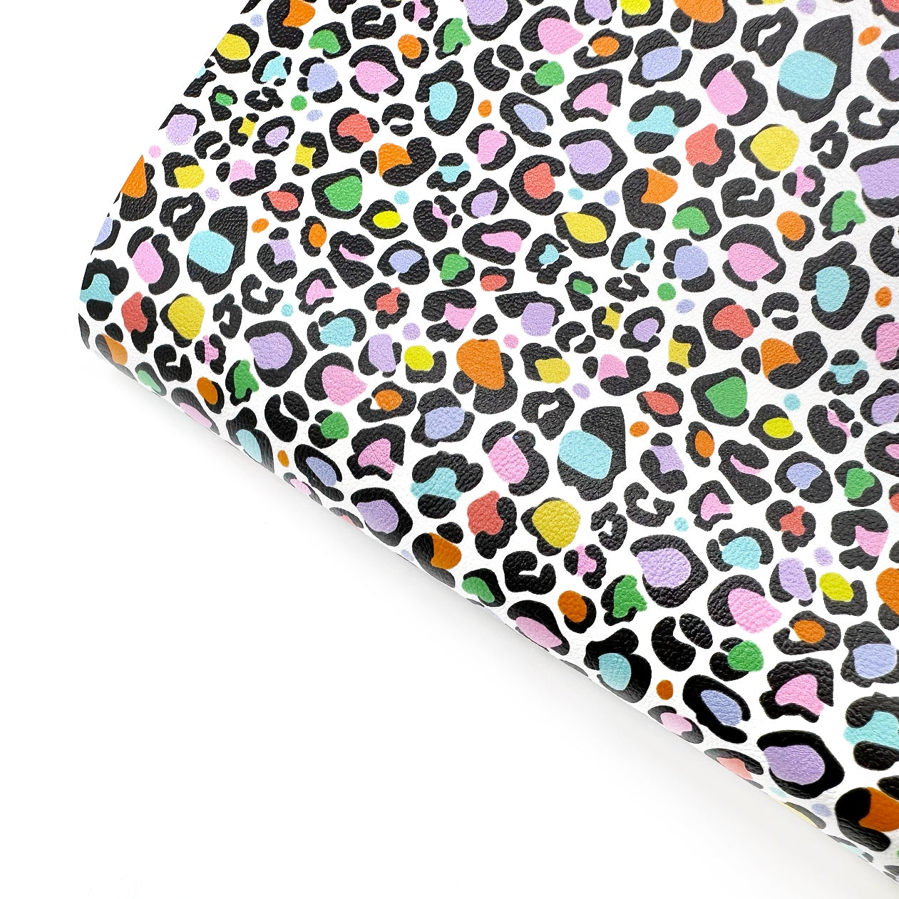 Rainbow Leopard Premium Faux Leather Fabric Sheets