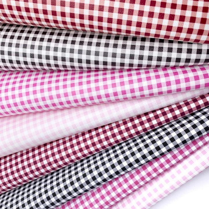 Classic Gingham Premium Faux Leather Fabric Sheets