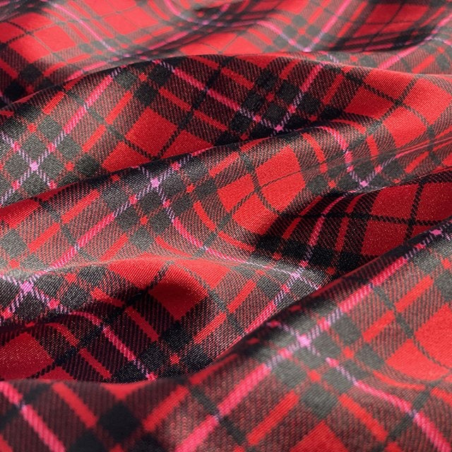 Tartan Premium Polyester Satin Fabric