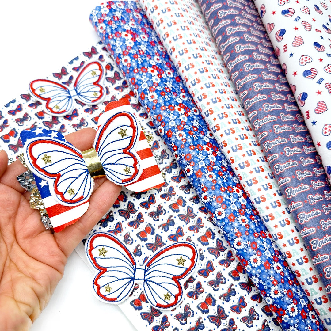 Patriotic Bow Toppers & Tails- USA Butterfly Bow Felties