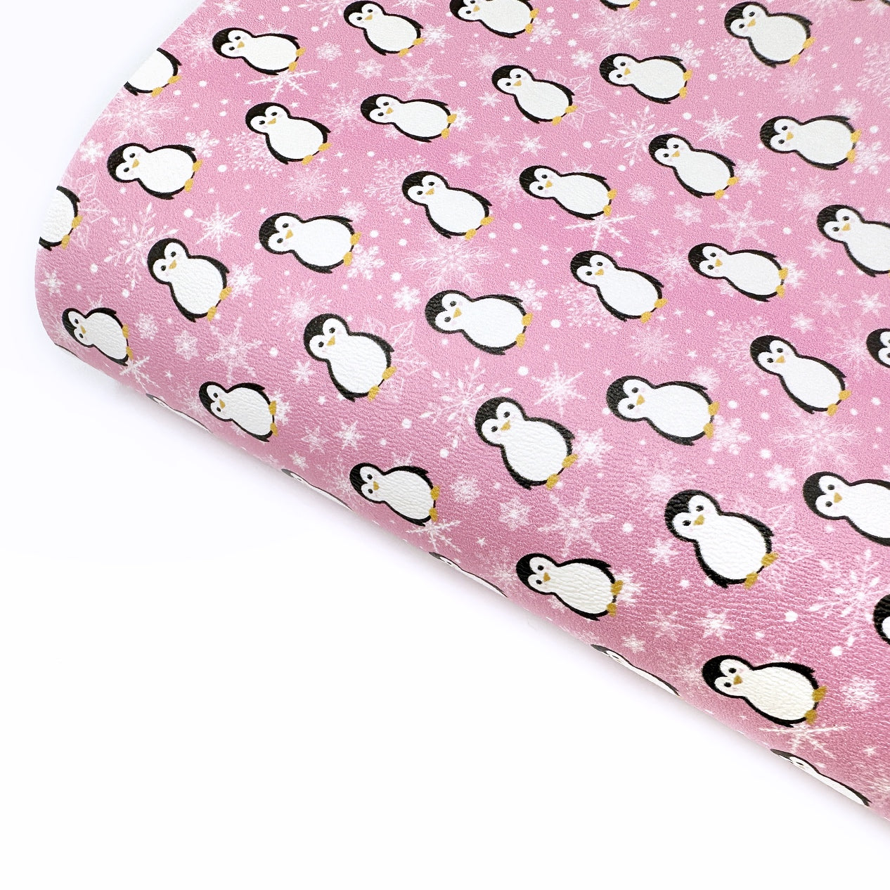 Pretty Pink Penguins Premium Faux Leather Fabric Sheets