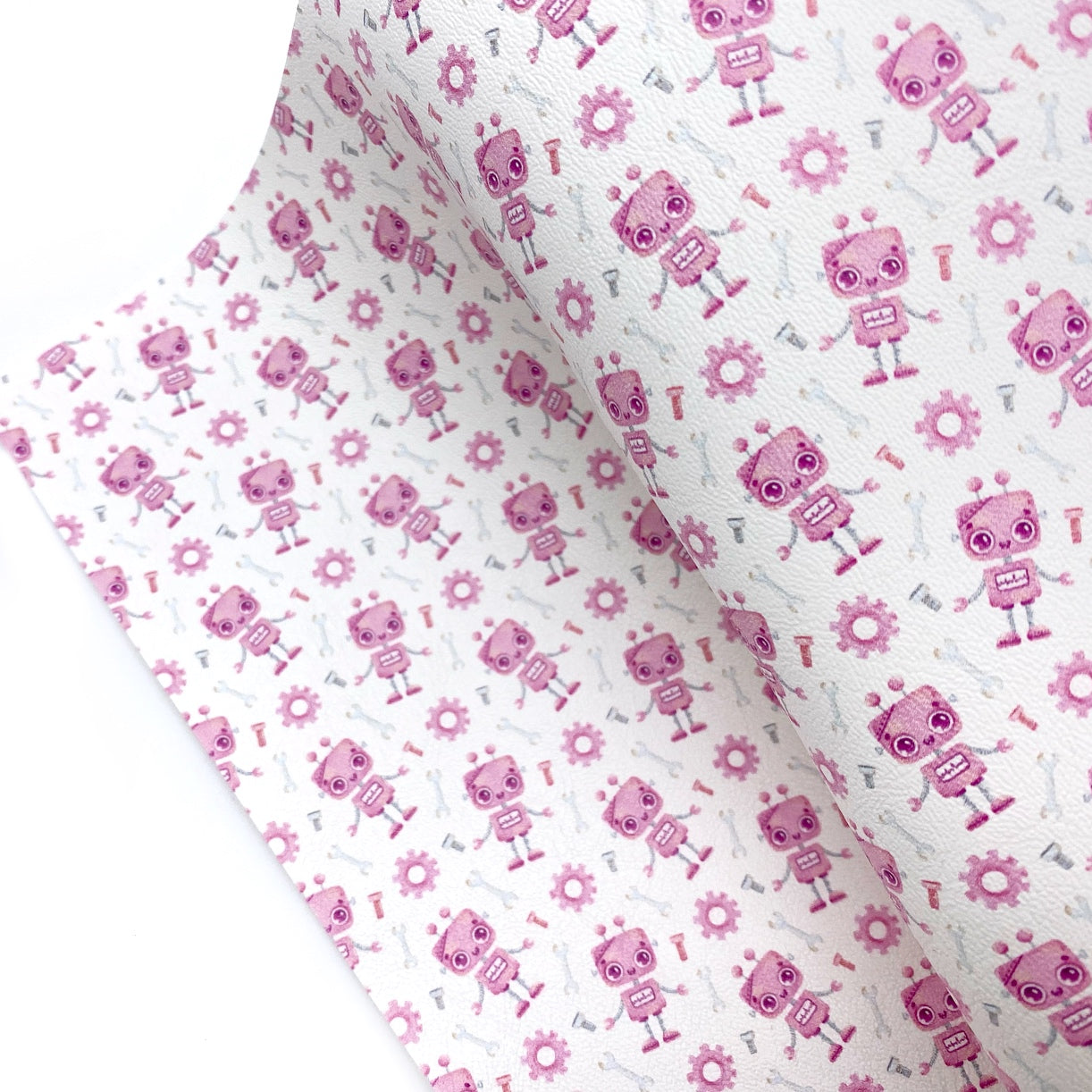 Pink Robots Premium Faux Leather Fabric Sheets