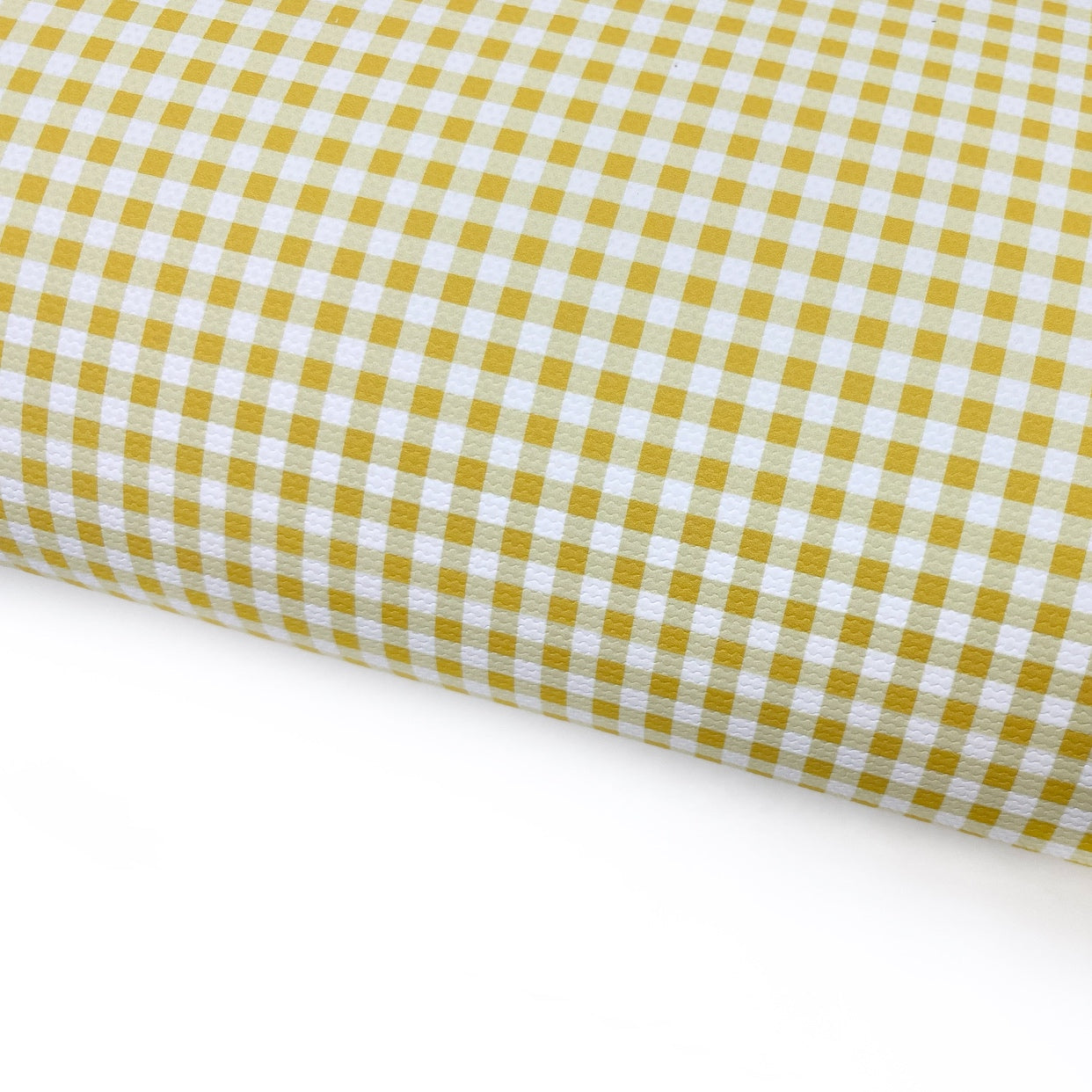 Lemon Gingham Lux Premium Printed Bow Fabric