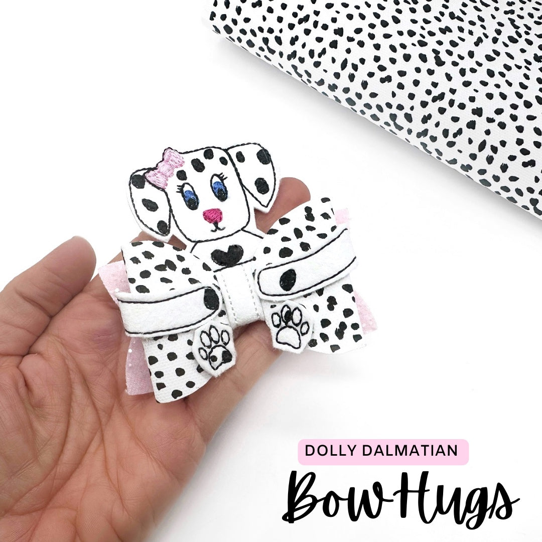 Dolly Dalmatian Bow Hug Wrap Around & Pops Feltie Set