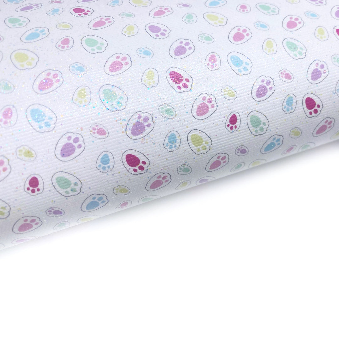 Bunny Paws Pastel Rainbow Lux Premium Printed Bow Fabrics