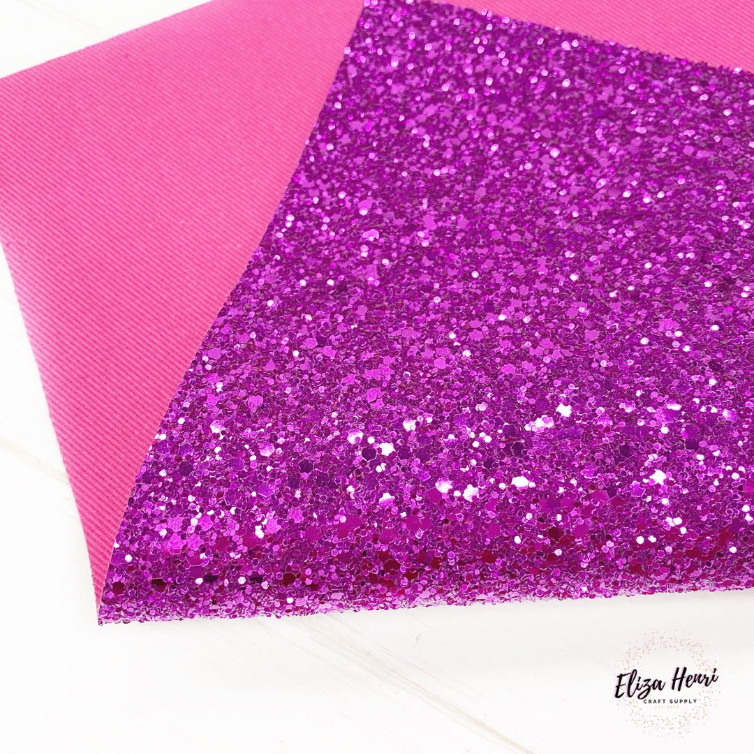 Fun Fuschia Pink Lux Premium Chunky Glitter Fabric