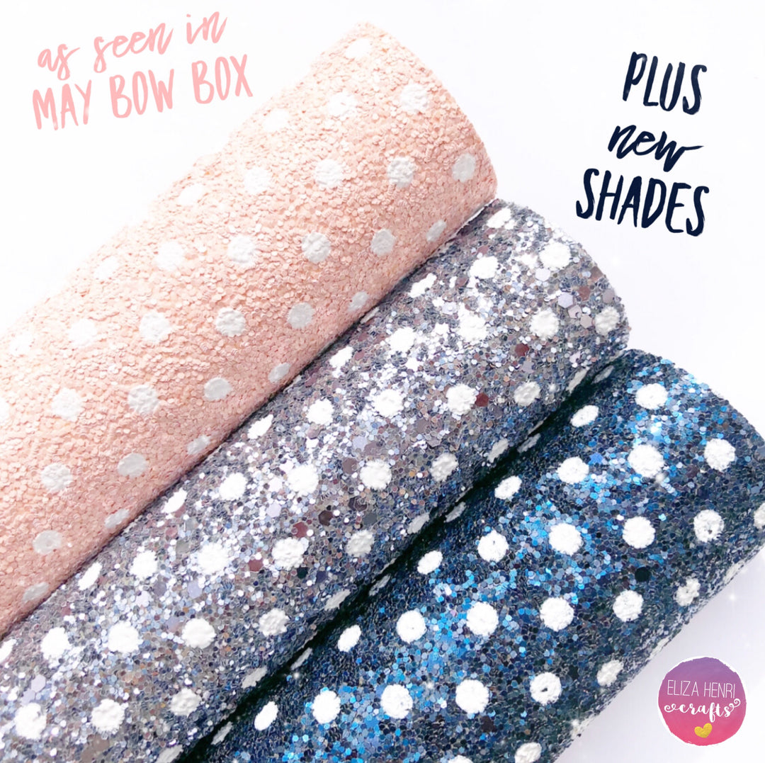 Polka dot patterned Chunky Glitter Fabric