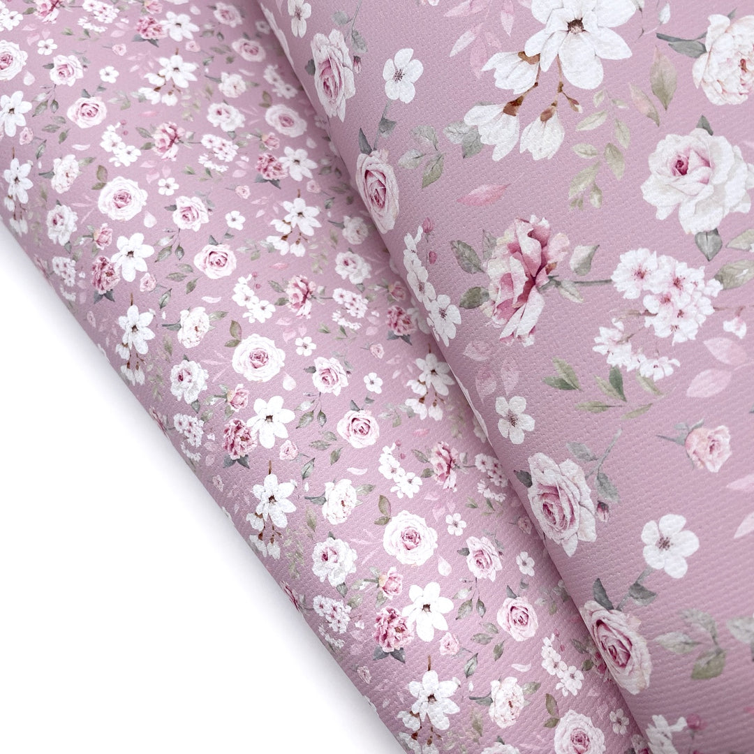 Pretty Dusty Purple Florals Lux Premium Canvas Bow Fabrics