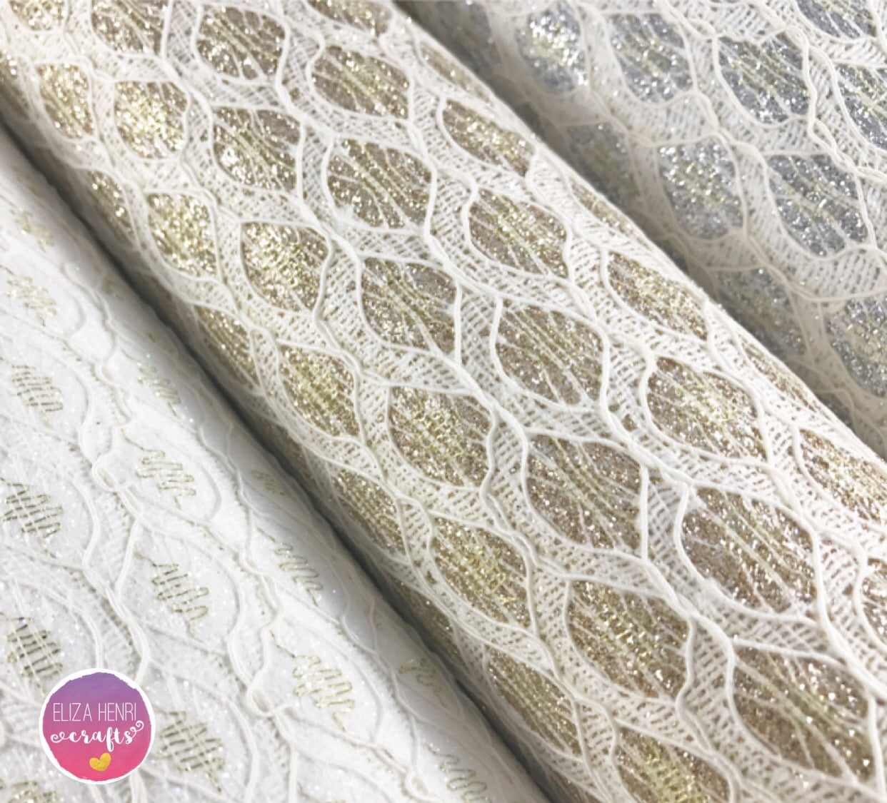Diamond Pattern Glitter Lace Fabric - Eliza Henri Craft Supply
