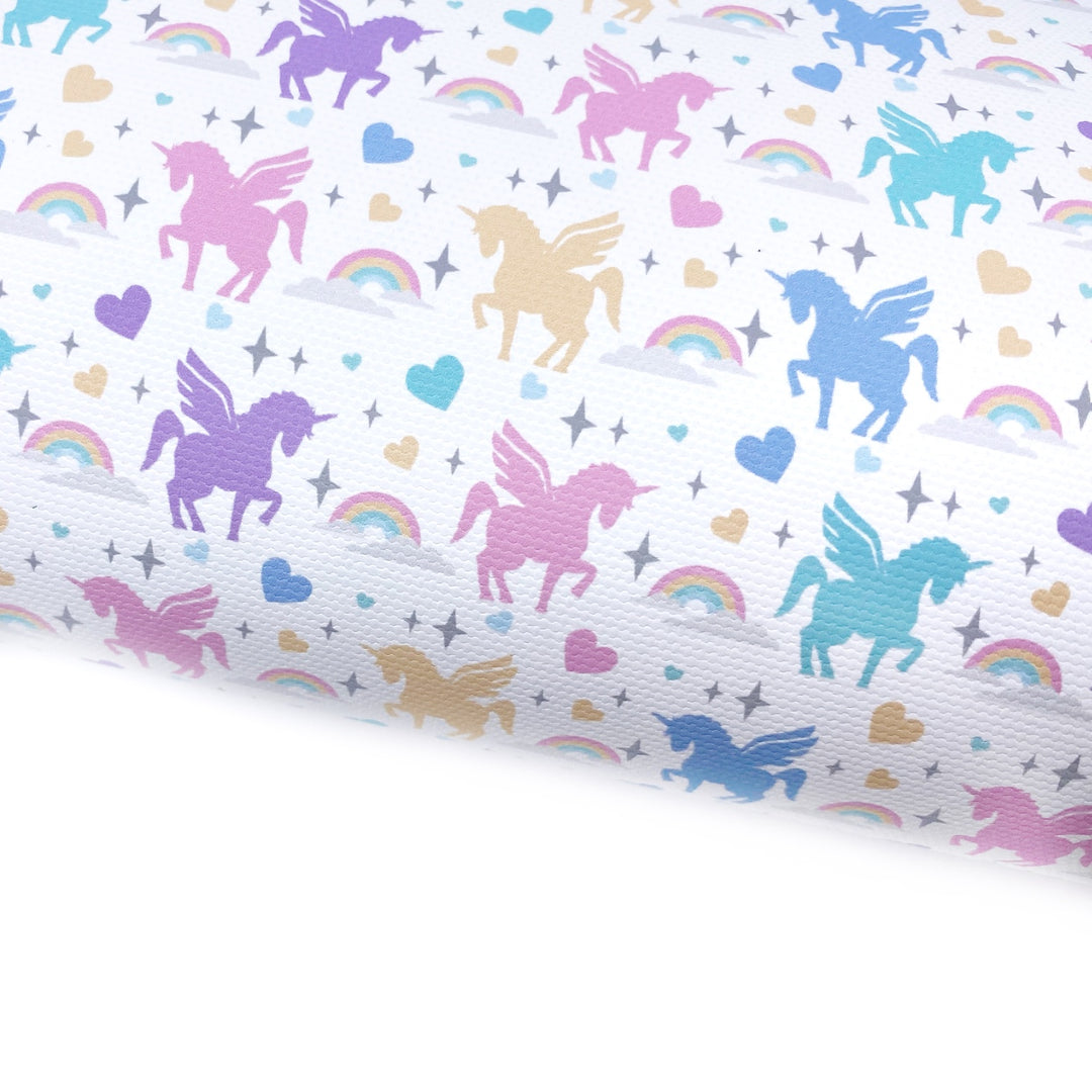 Pastel rainbow Alicorns Lux Premium Canvas Bow Fabrics