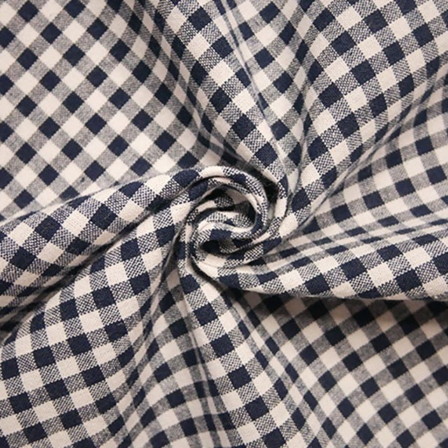 Navy 1/4'' Gingham Cotton Fabric