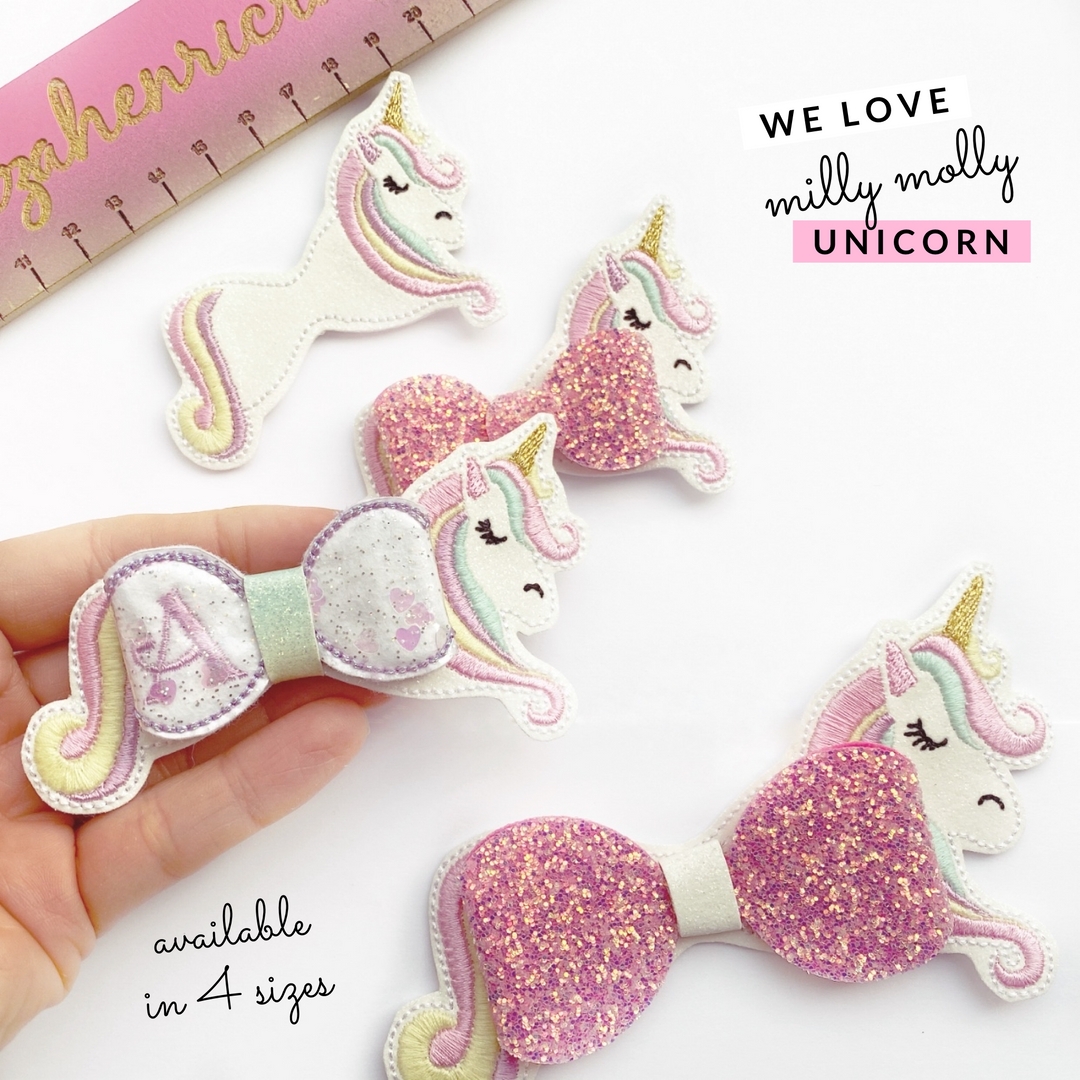 New 2-in-1 Head & Tails Bow Parts- Milly Molly Unicorn Bow Felties