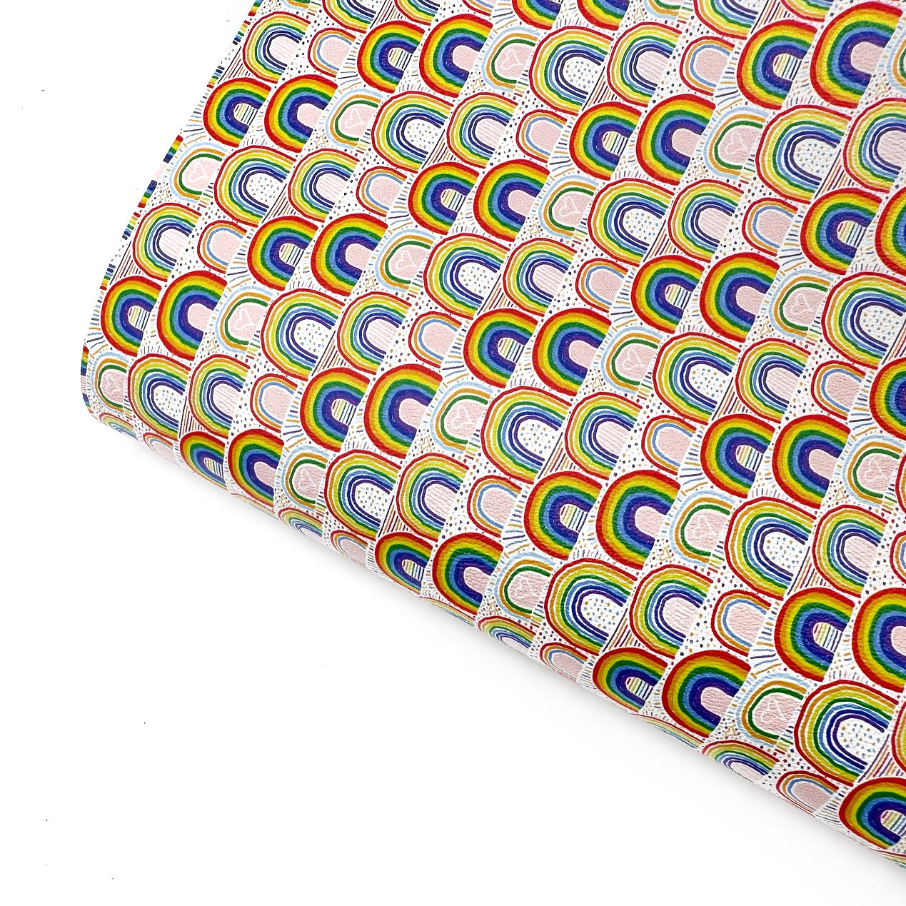 Super Bright Rainbows Premium Faux Leather Fabric Sheets