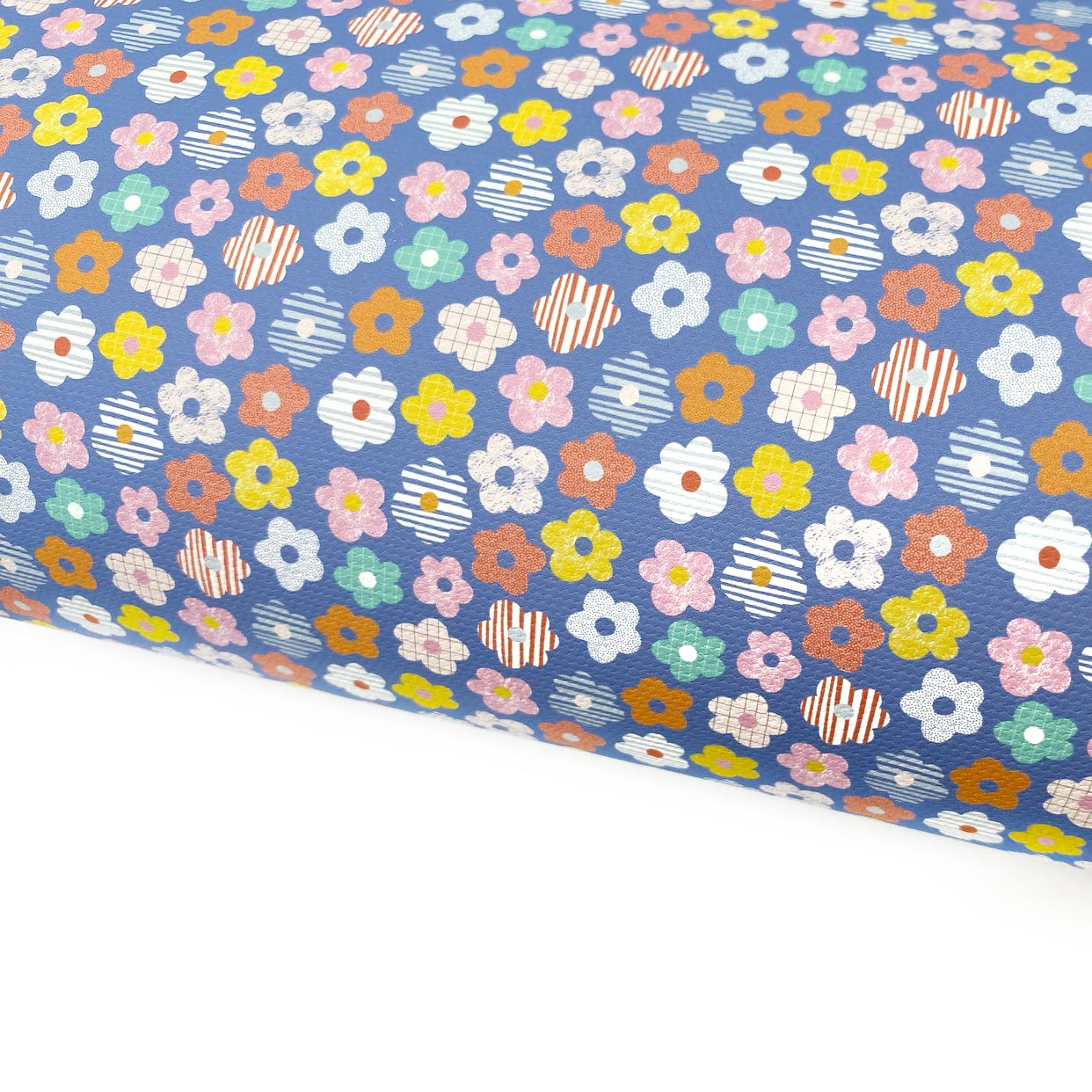 Bright Rainbow May Flowers Lux Premium Printed Bow Fabric