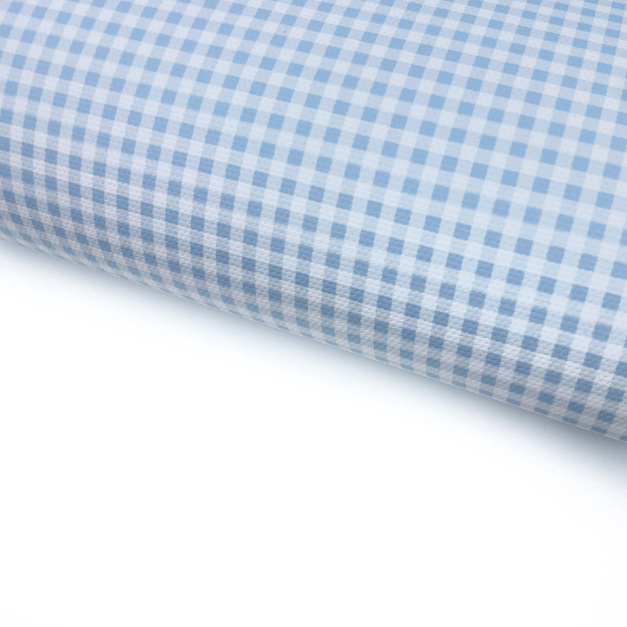 Baby Blue Gingham Lux Premium Printed Bow Fabric