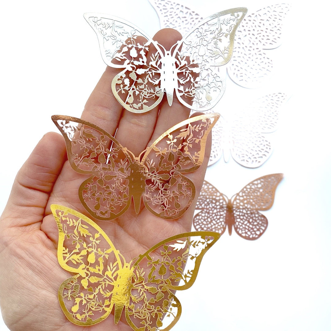 Metallic 3D Cut-out Butterfly Embellishments