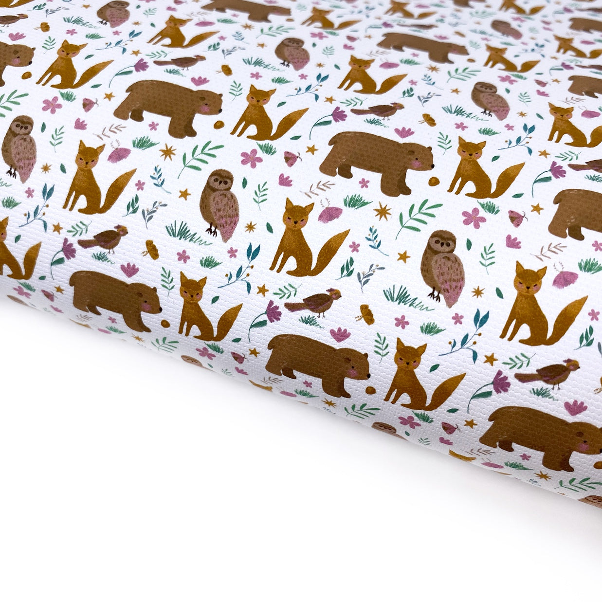 Woodland Animals Lux Premium Canvas Bow Fabrics