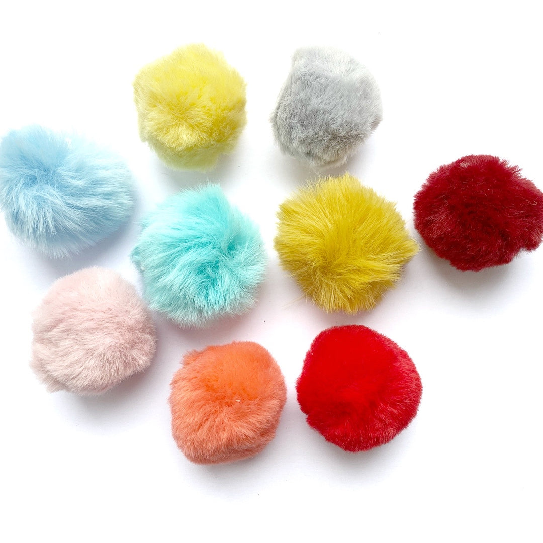 Luxury Fluffy Pom Poms with elastic Hoops -4cm