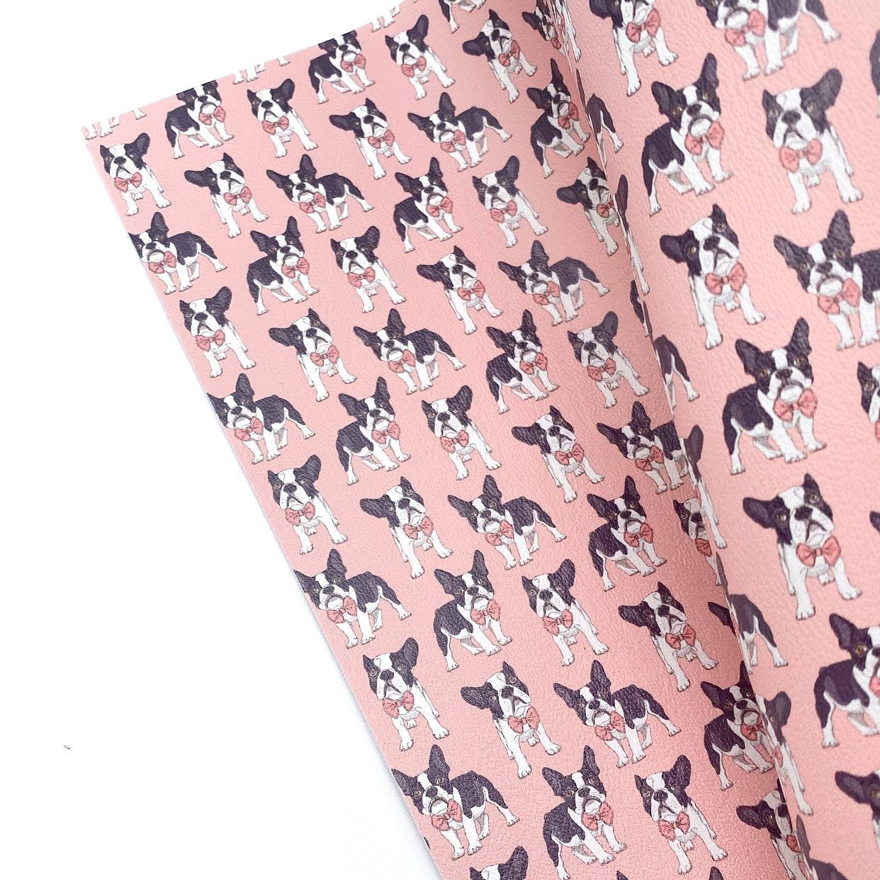 French Bulldogs & A Bow Premium Faux Leather Fabric Sheets