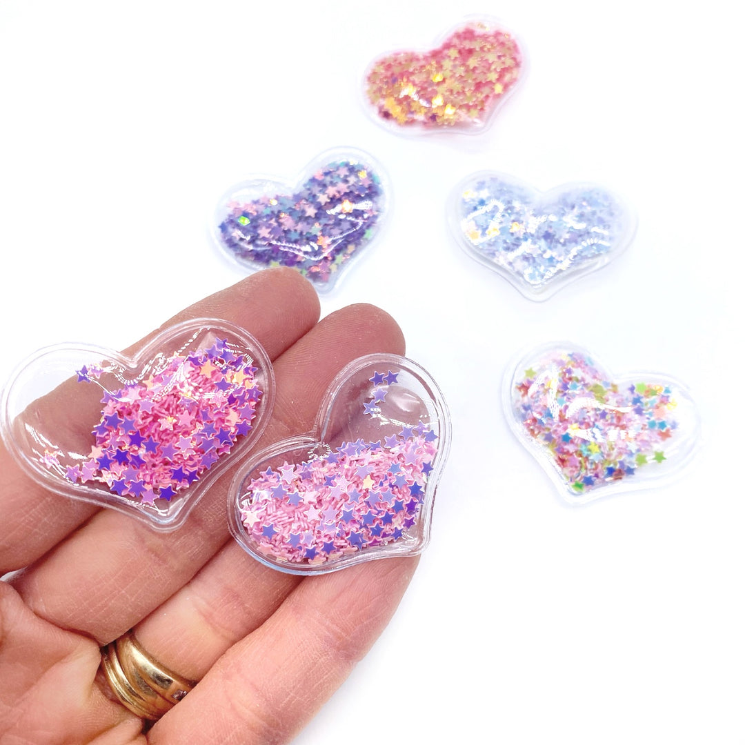 Confetti Filled Heart Shaker Embellishments