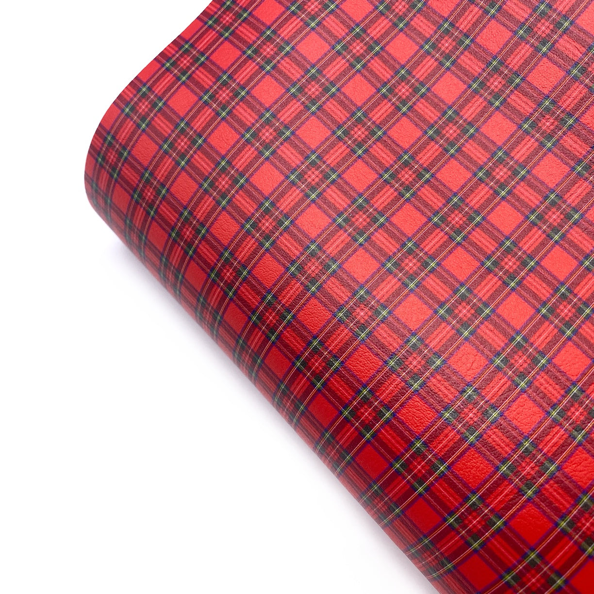 Mini Classic Red Tartan Premium Faux Leather Fabric Sheets