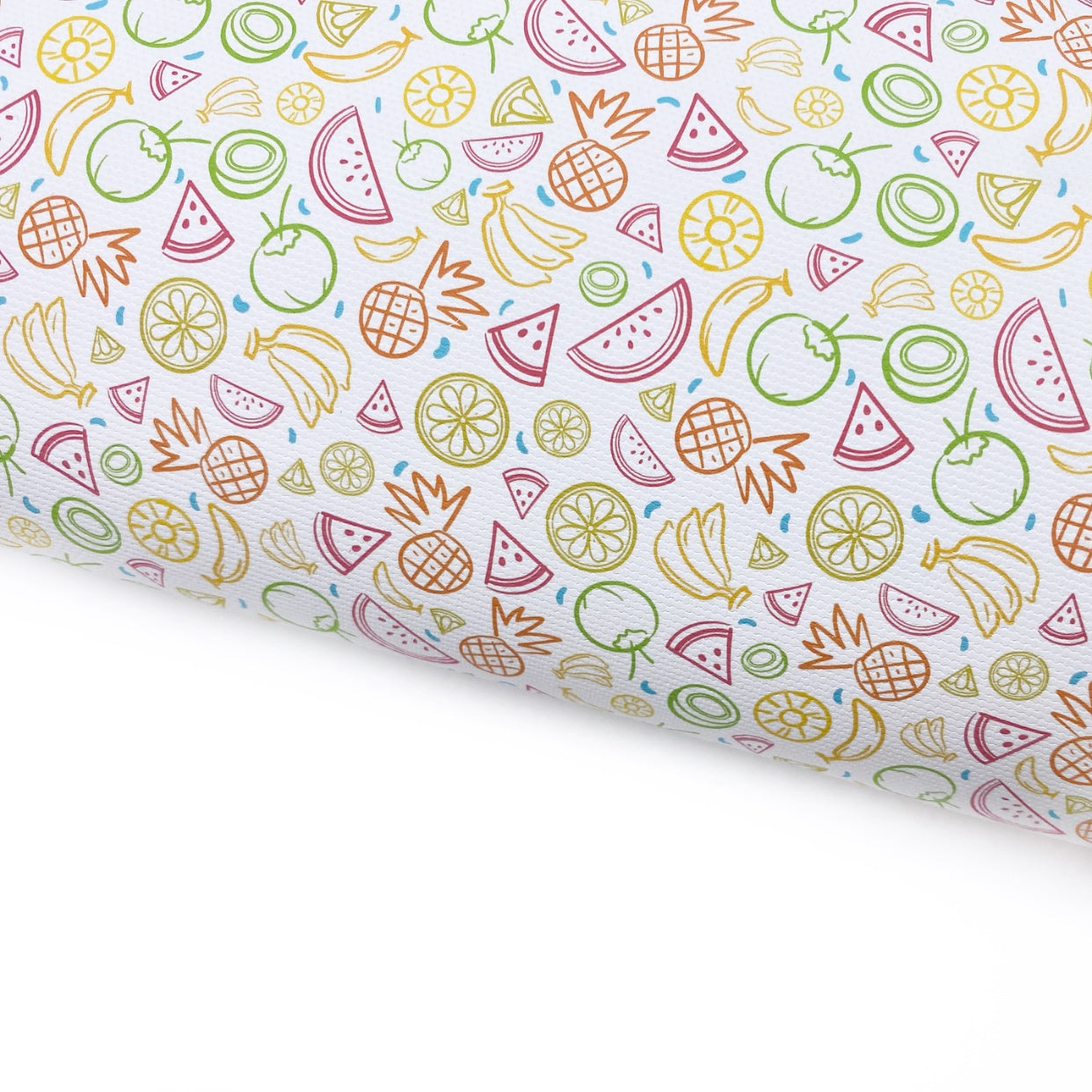 Bright Fruity Doodles Lux Premium Printed Bow Fabric