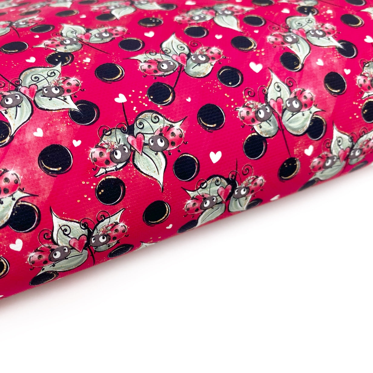 Lady Bug Land Polka Dot Red Lux Premium Canvas Bow Fabrics