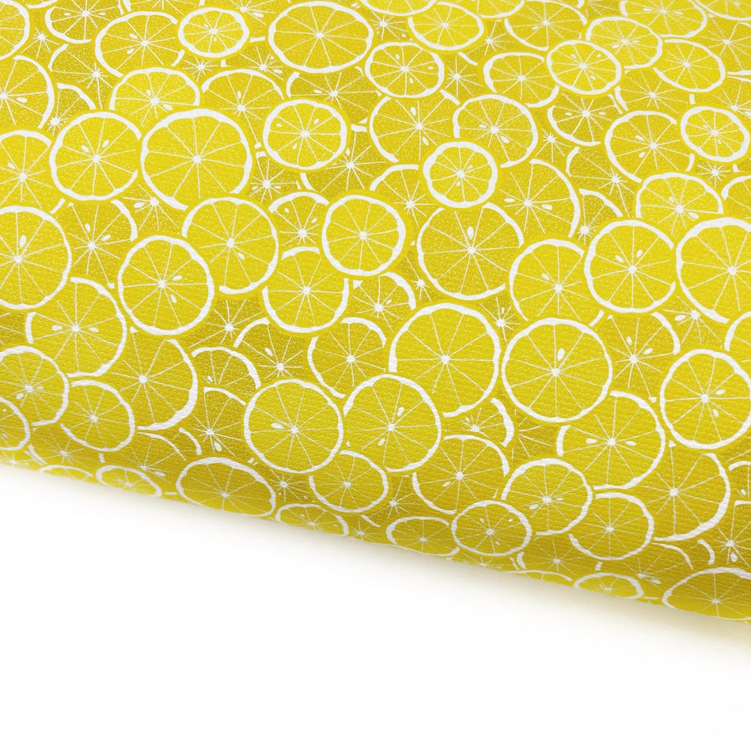 Lemon Slices Lux Premium Printed Bow Fabric