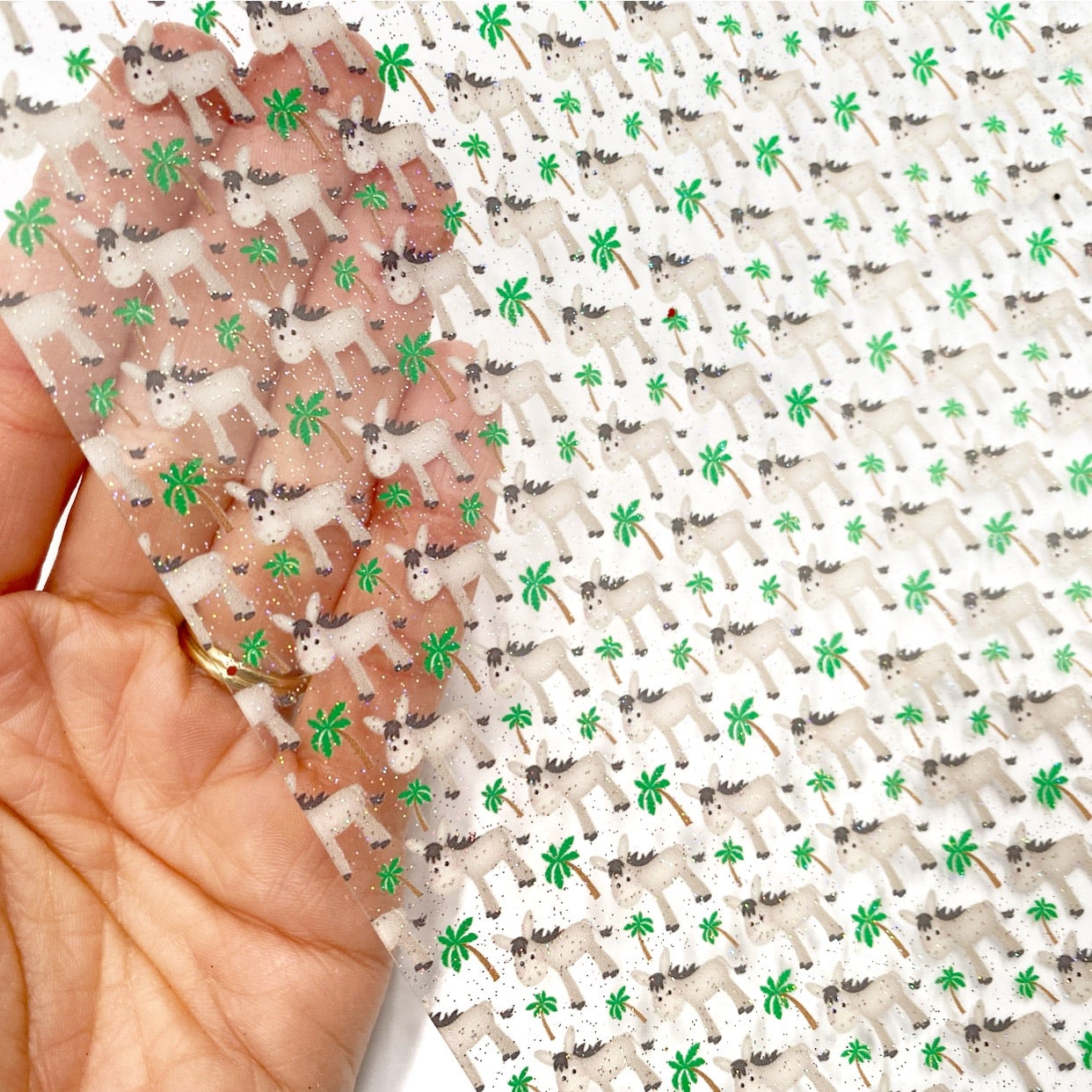 Little Donkey Glitter Transparent Vinyl Fabric Sheets