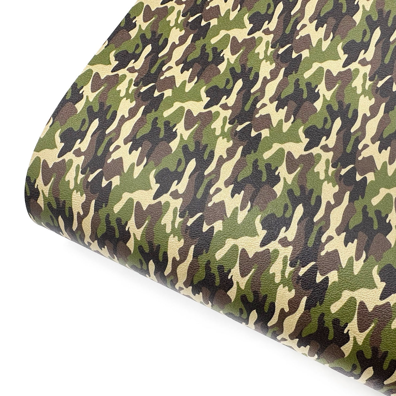 Army Camo Premium Faux Leather Fabric Sheets