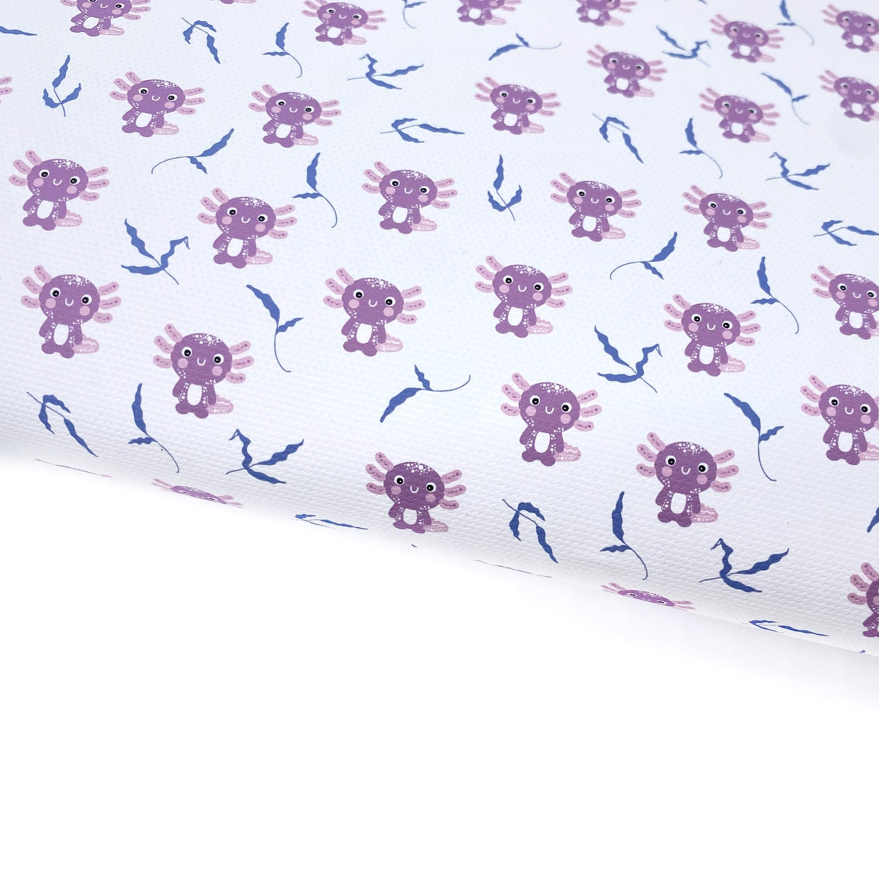 Baby Axolotl Purple Lux Premium Printed Bow Fabric