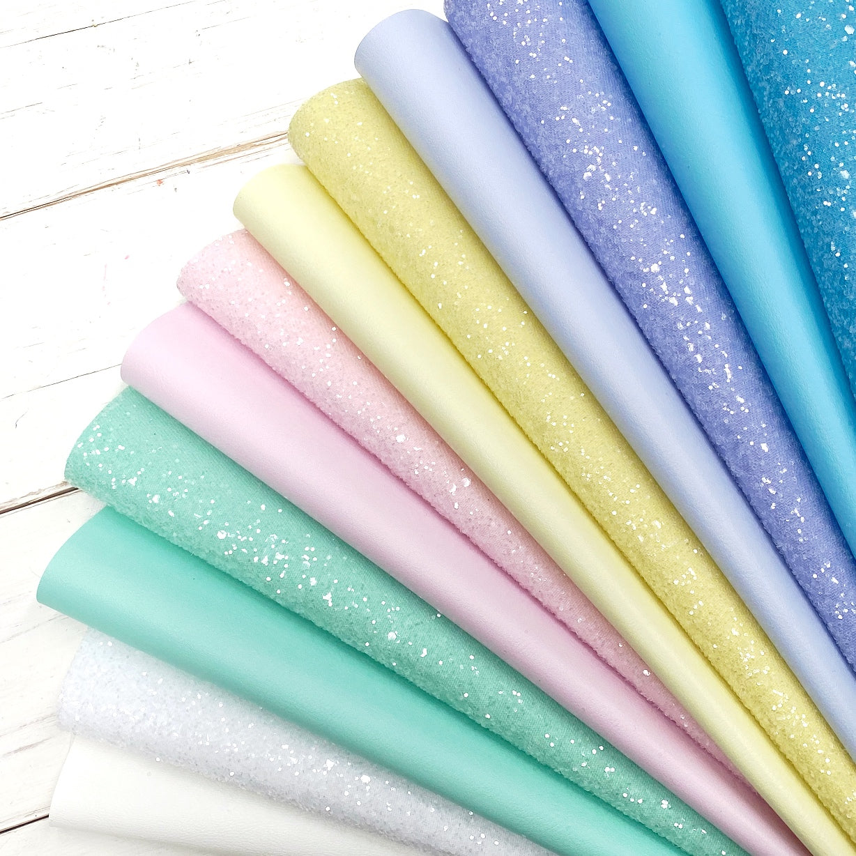 Ultimate Premium Lux Pastel Sugar Coated Essential Faux Leather & Chunky Glitter Core Collection- 6 Colours