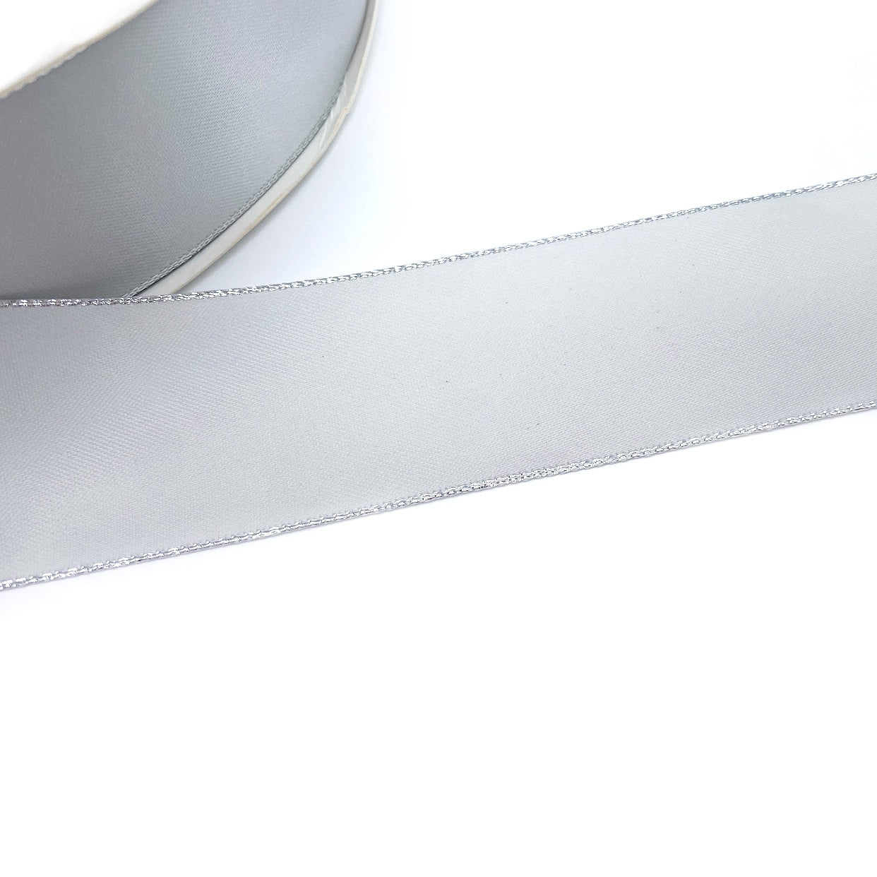 Luxury Sparkle Silver Edged Satin Ribbon 1.5''