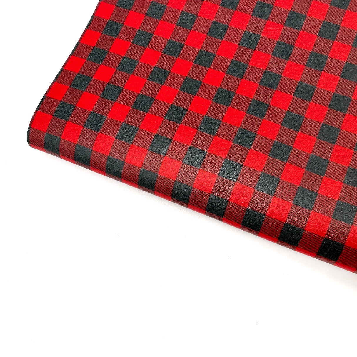 Buffalo Plaid Red/Black Premium Faux Leather Fabric Sheets