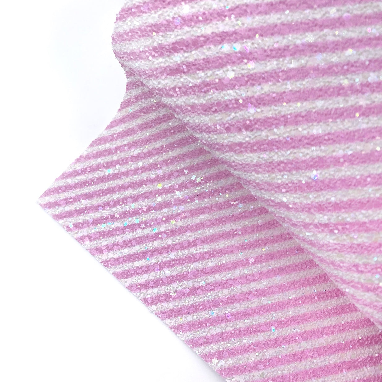 Pink Candy Cane Kisses Lux Premium Chunky Glitter Fabric