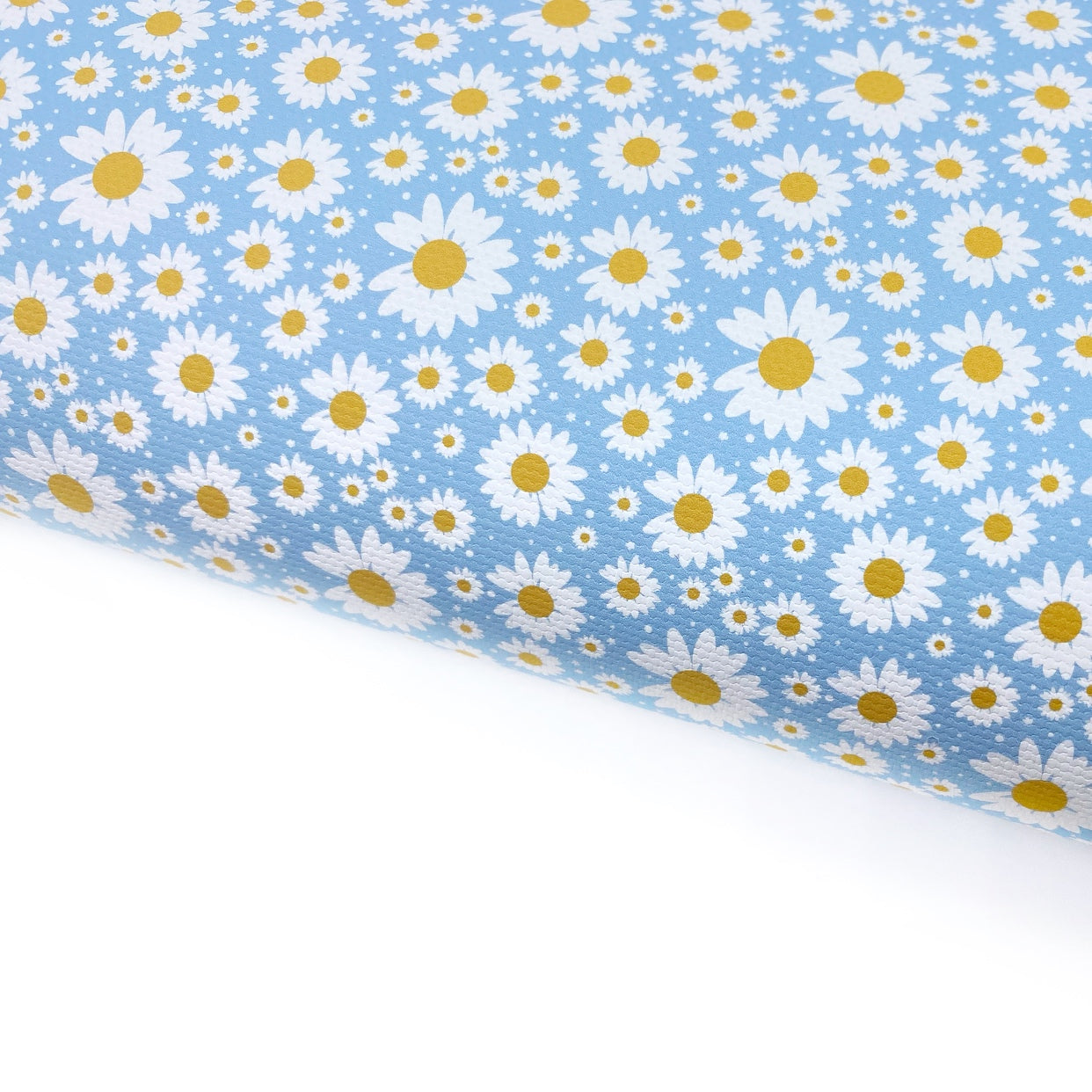 Daisy Chains Blue Lux Premium Printed Bow Fabric