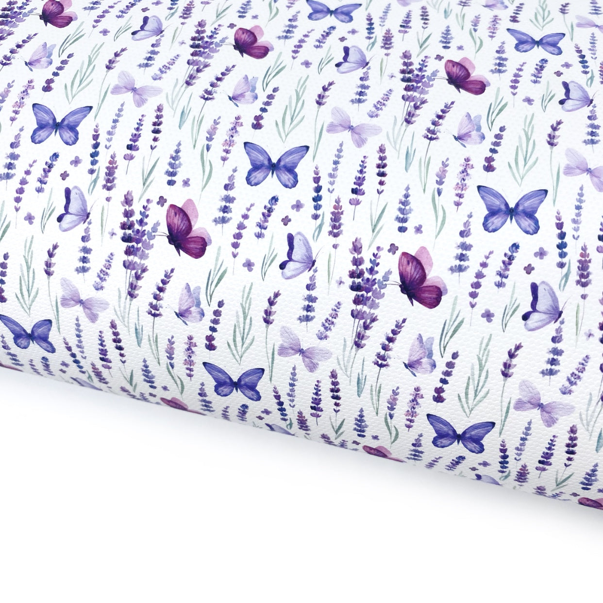 Lavender Field of Butterflies Lux Premium Printed Bow Fabric