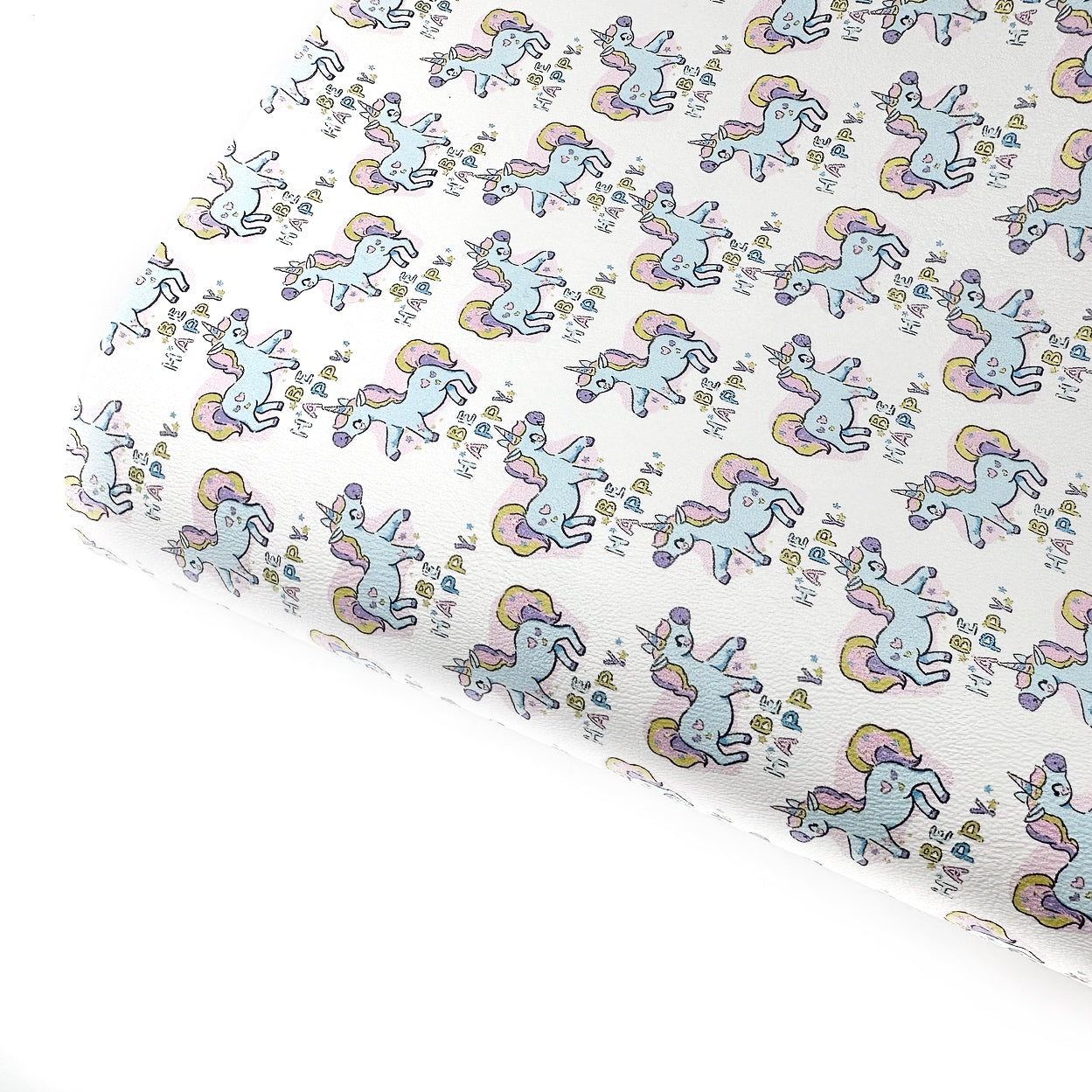 Be Happy Unicorn Premium Faux Leather Fabric Sheets
