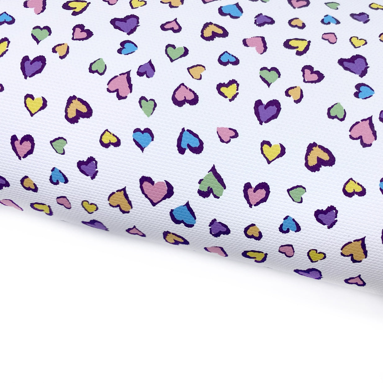Rainbow Love Heart Leopard Lux Premium Printed Bow Fabrics