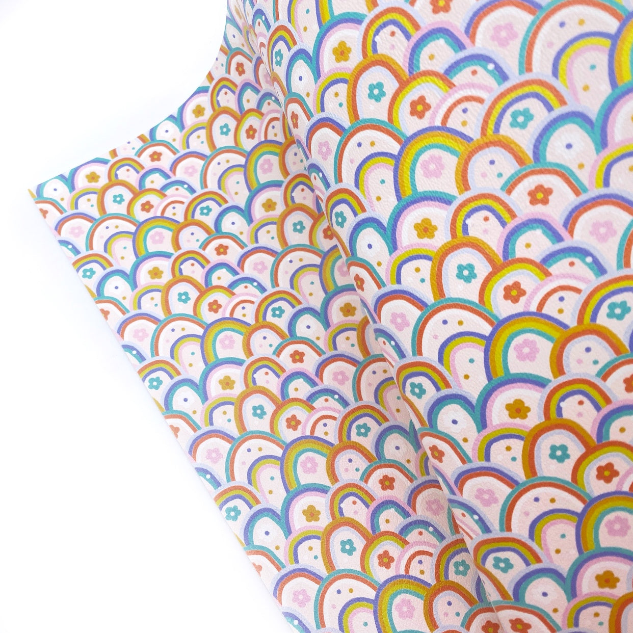 Baby Flower Rainbows Premium Faux Leather Fabric Sheets