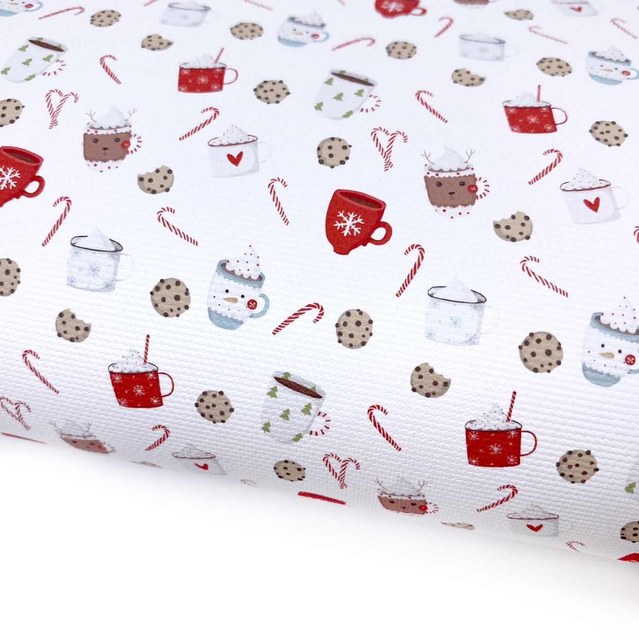 Hot Cocoa, Candy Canes & Cookies Lux Premium Canvas Bow Fabrics