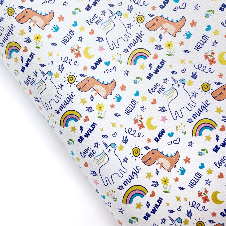 Unicorns & Dinos Premium Faux Leather Fabric Sheets