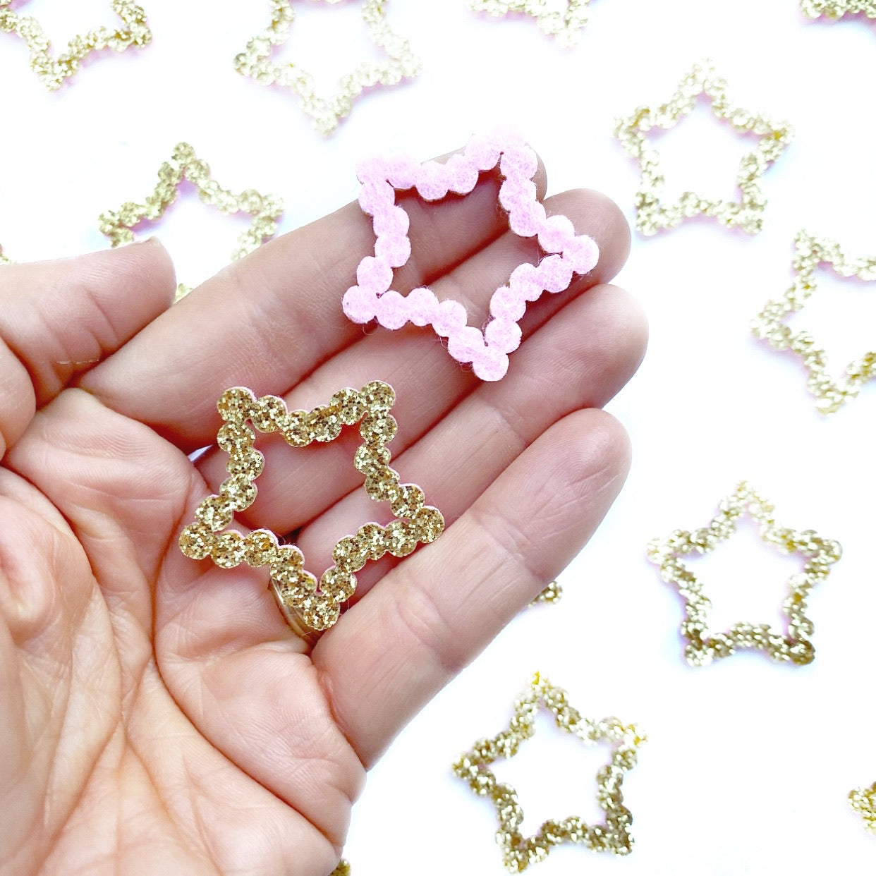 Glitter Scallop Star Embellishments