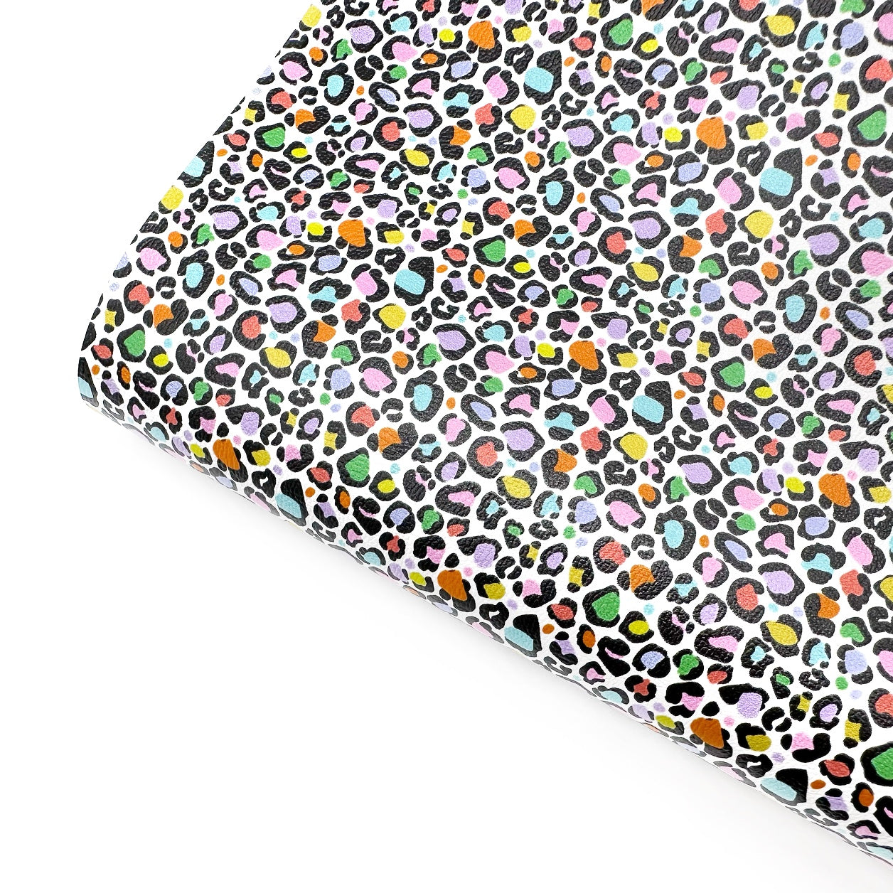 Rainbow Leopard Mini Premium Faux Leather Fabric Sheets