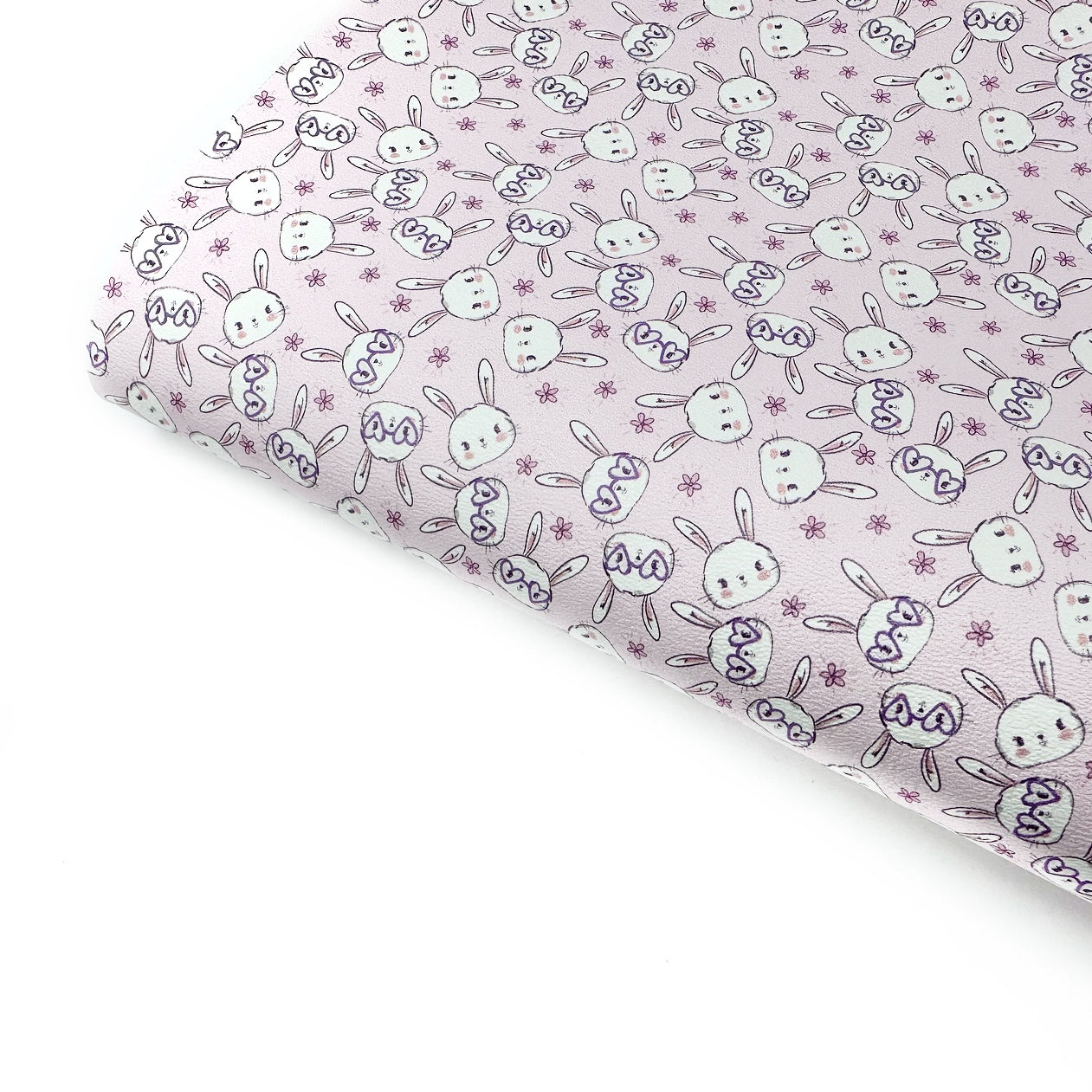 Sweet Pink Bunny Friends Premium Faux Leather Fabric Sheets