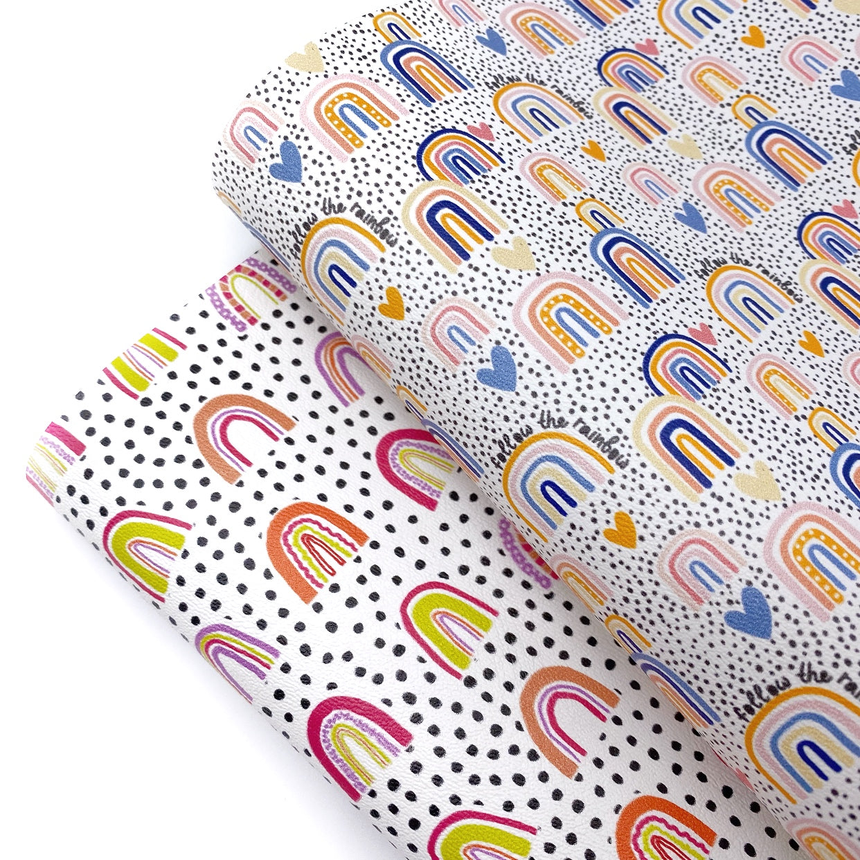 Follow the Spotty Rainbow Premium Faux Leather Fabric Sheets