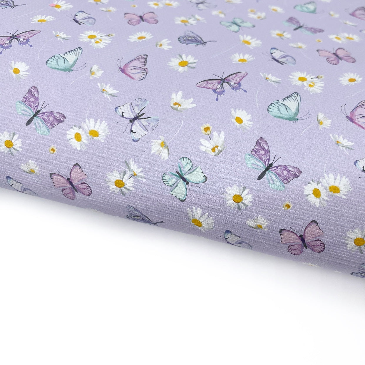 Lilac Daisies & Butterflies Lux Premium Printed Bow Fabric