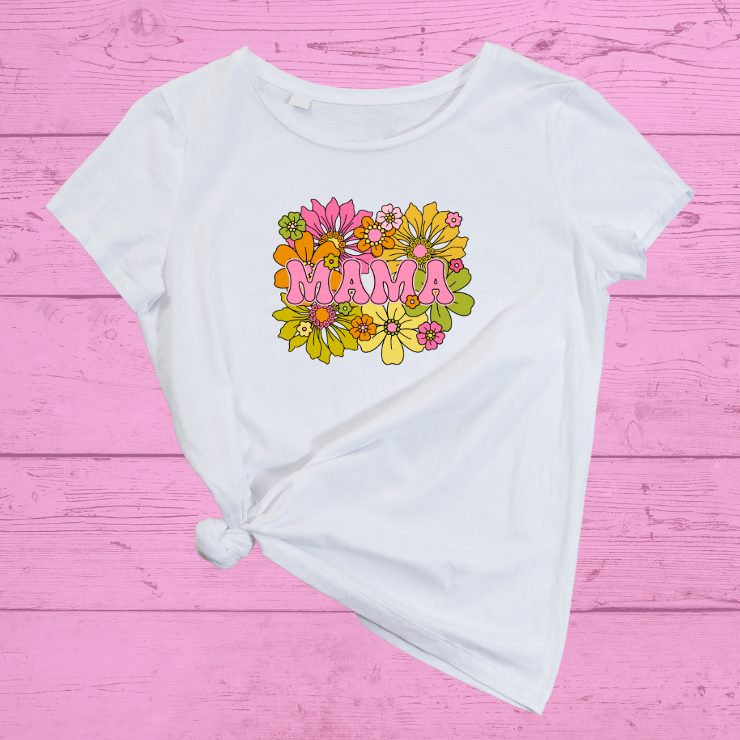 Mama Bright Summer Floral DTF Full Colour Iron on T Shirt Transfers
